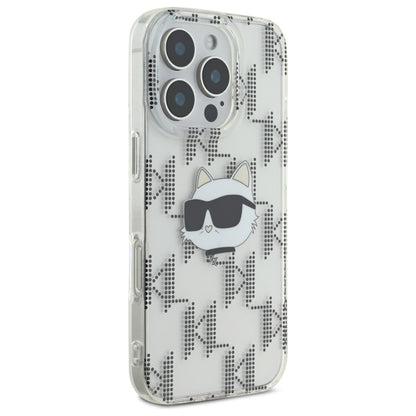 Husa pentru Apple iPhone 16 Pro, Karl Lagerfeld, IML Luxury Electroplated Choupette's Head, Transparenta
