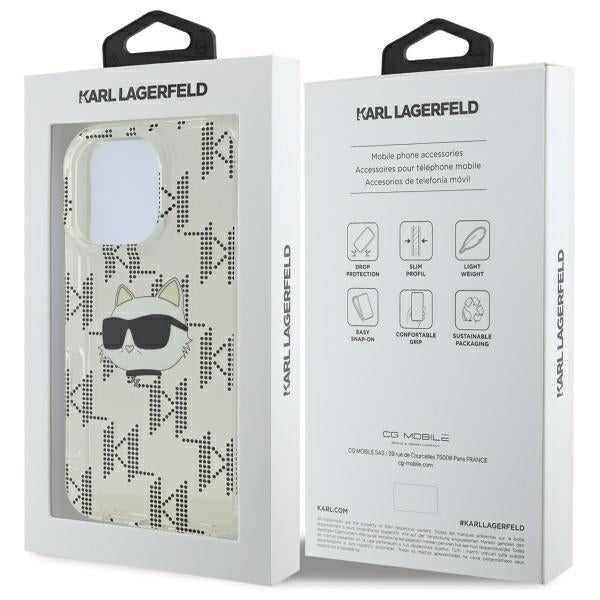 Husa pentru Apple iPhone 16 Pro, Karl Lagerfeld, IML Luxury Electroplated Choupette's Head, Transparenta