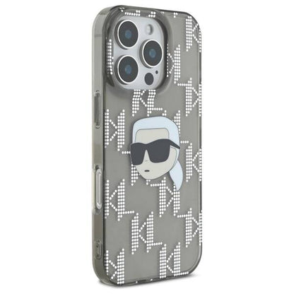 Husa pentru Apple iPhone 16 Pro, Karl Lagerfeld, IML Luxury Electroplated Karl's Head, Neagra