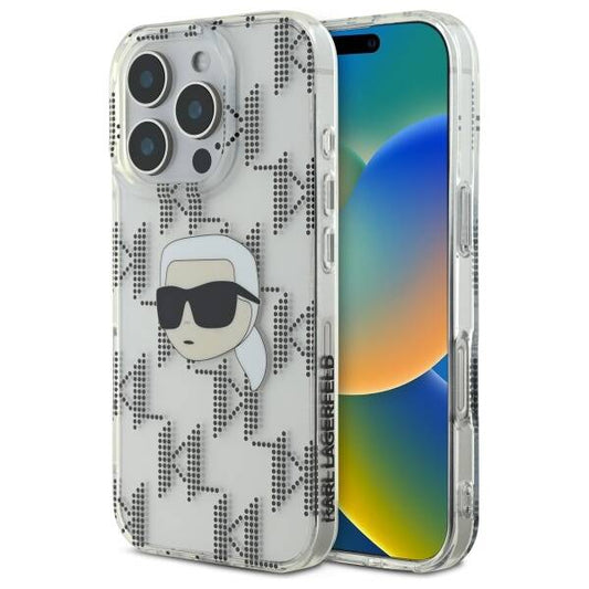 Husa pentru Apple iPhone 16 Pro, Karl Lagerfeld, IML Luxury Electroplated Karl's Head, Transparenta