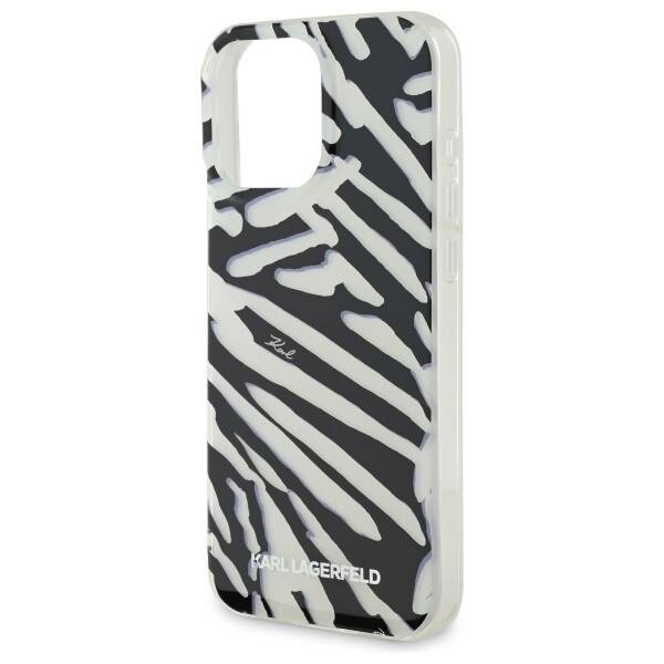 Husa pentru Apple iPhone 16 Pro, Karl Lagerfeld, IML Luxury Zebra Pattern with Strap, Neagra