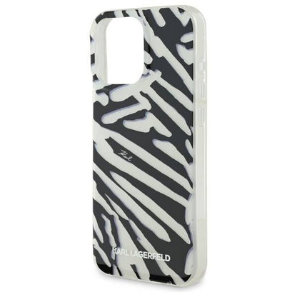 Husa pentru Apple iPhone 16 Pro, Karl Lagerfeld, IML Luxury Zebra Pattern with Strap, Neagra
