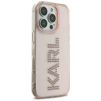 Husa pentru Apple iPhone 16 Pro, Karl Lagerfeld, IML Rhinestones Pink Logo, Roz