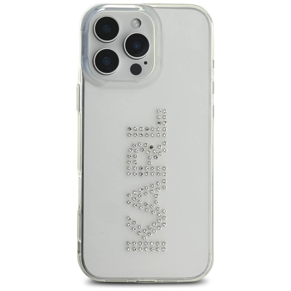 Husa pentru Apple iPhone 16 Pro, Karl Lagerfeld, IML Rhinestones Transparent Logo, Transparenta