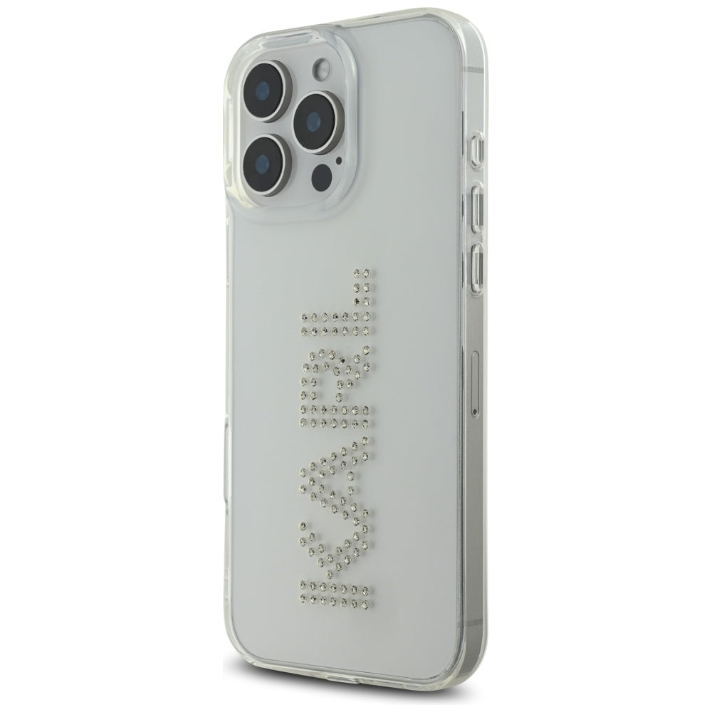 Husa pentru Apple iPhone 16 Pro, Karl Lagerfeld, IML Rhinestones Transparent Logo, Transparenta