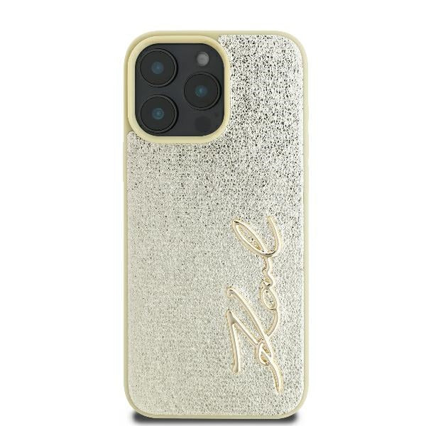 Husa pentru Apple iPhone 16 Pro, Karl Lagerfeld, Metal Signature, Aurie