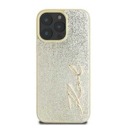 Husa pentru Apple iPhone 16 Pro, Karl Lagerfeld, Metal Signature, Aurie
