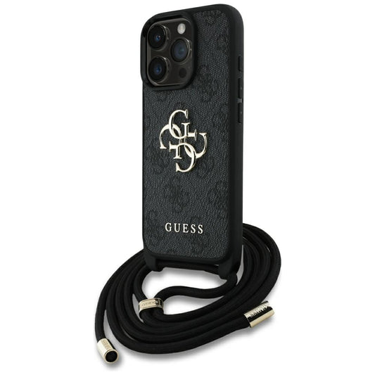 Husa pentru Apple iPhone 16 Pro Max, Guess, 4G CBDY Big Logo with Cord Strap, Neagra