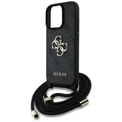 Husa pentru Apple iPhone 16 Pro Max, Guess, 4G CBDY Big Logo with Cord Strap, Neagra