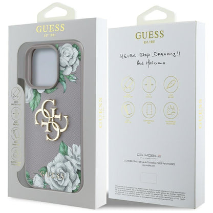 Husa pentru Apple iPhone 16 Pro Max, Guess, 4G Grained Roses Big Logo, Mov