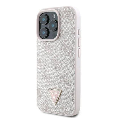 Husa pentru Apple iPhone 16 Pro Max, Guess, Crossbody 4G Triangle Strass, Roz