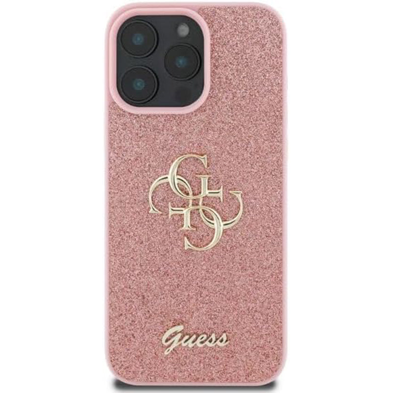 Husa pentru Apple iPhone 16 Pro Max, Guess, Fixed Glitter Big 4G, Roz