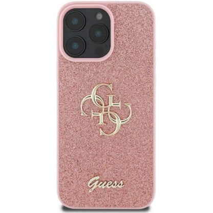 Husa pentru Apple iPhone 16 Pro Max, Guess, Fixed Glitter Big 4G, Roz