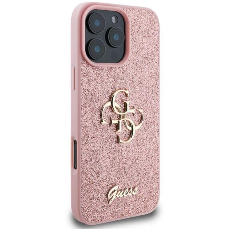 Husa pentru Apple iPhone 16 Pro Max, Guess, Fixed Glitter Big 4G, Roz