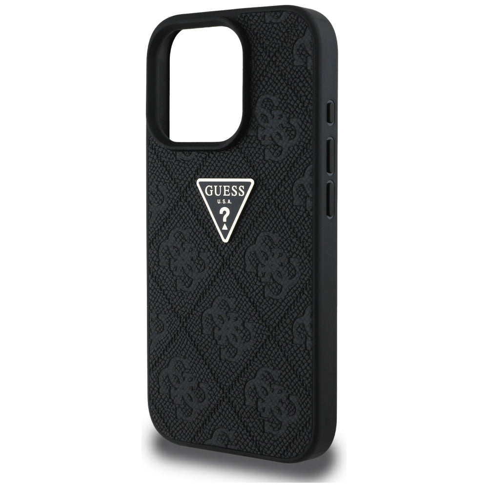 Husa pentru Apple iPhone 16 Pro Max, Guess, Hot Stamp 4G Pattern Triangle Logo, Neagra