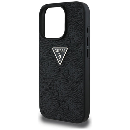 Husa pentru Apple iPhone 16 Pro Max, Guess, Hot Stamp 4G Pattern Triangle Logo, Neagra