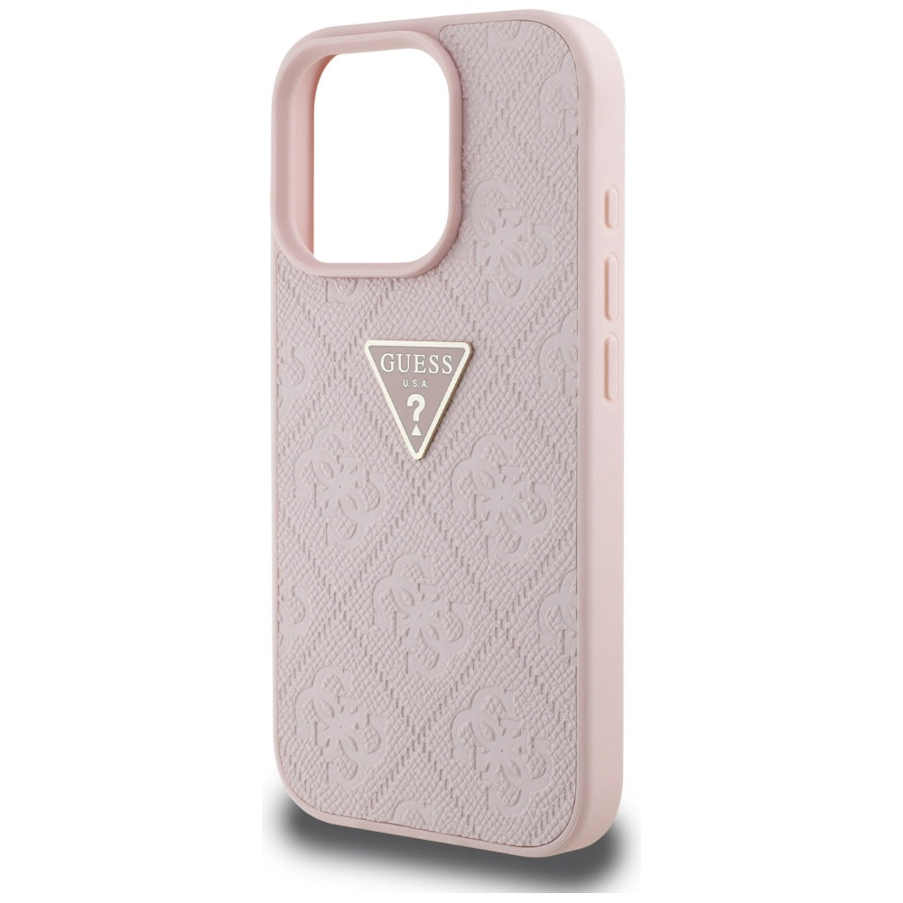 Husa pentru Apple iPhone 16 Pro Max, Guess, Hot Stamp 4G Pattern Triangle Logo, Roz