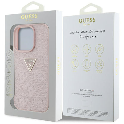 Husa pentru Apple iPhone 16 Pro Max, Guess, Hot Stamp 4G Pattern Triangle Logo, Roz