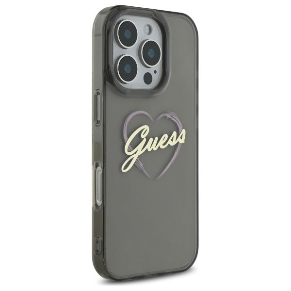 Husa pentru Apple iPhone 16 Pro Max, Guess, IML Heart, Neagra