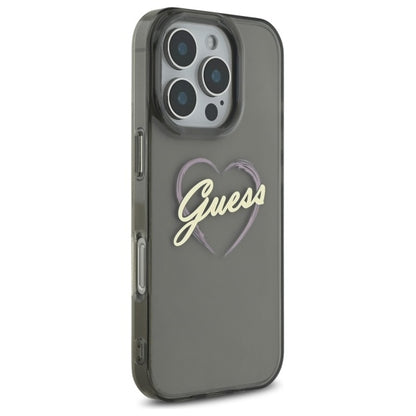 Husa pentru Apple iPhone 16 Pro Max, Guess, IML Heart, Neagra