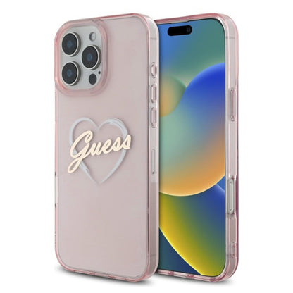 Husa pentru Apple iPhone 16 Pro Max, Guess, IML Heart, Roz