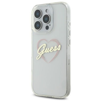 Husa pentru Apple iPhone 16 Pro Max, Guess, IML Heart, Transparenta