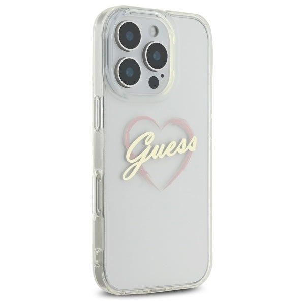 Husa pentru Apple iPhone 16 Pro Max, Guess, IML Heart, Transparenta