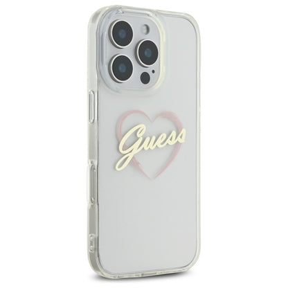 Husa pentru Apple iPhone 16 Pro Max, Guess, IML Heart, Transparenta