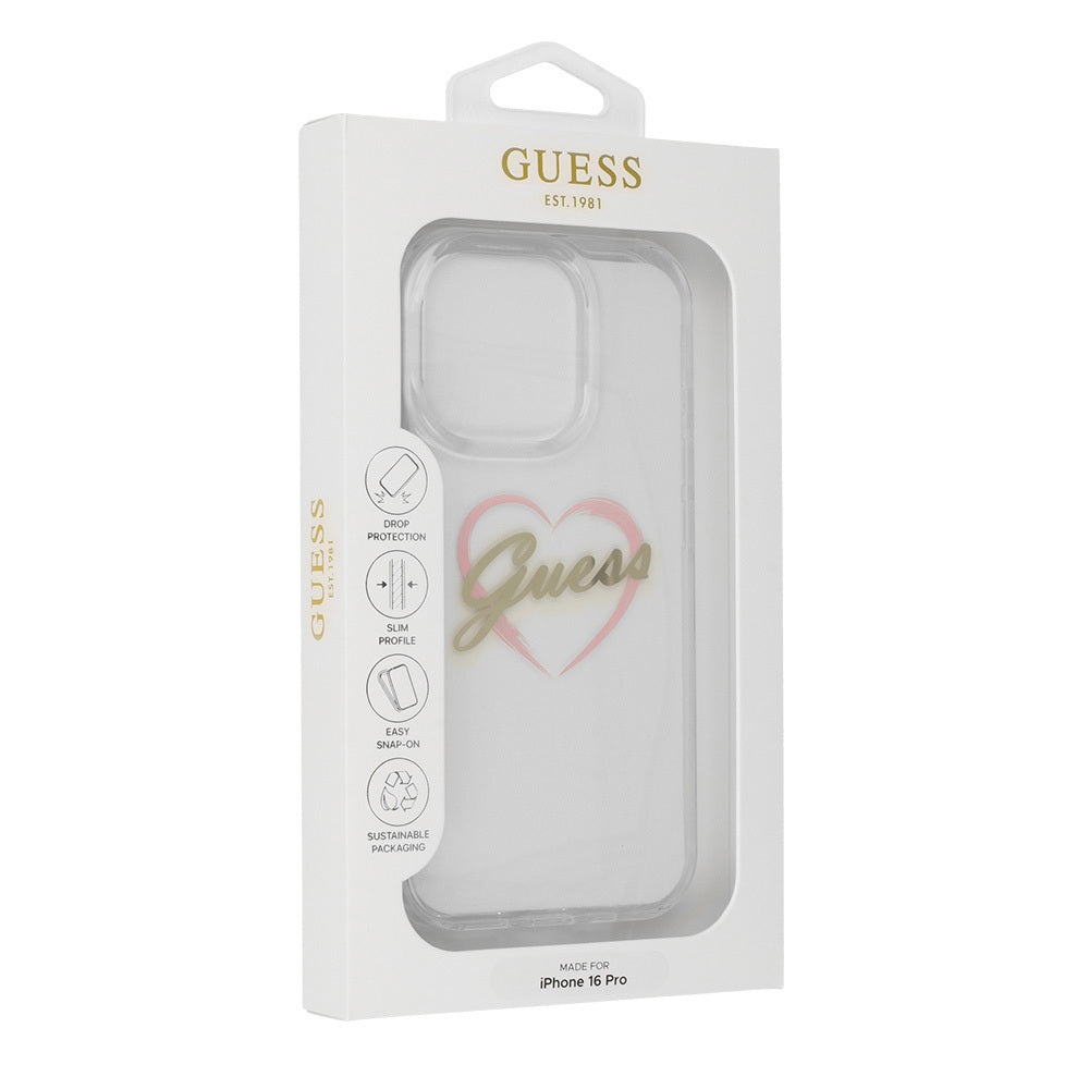 Husa pentru Apple iPhone 16 Pro Max, Guess, IML Heart, Transparenta