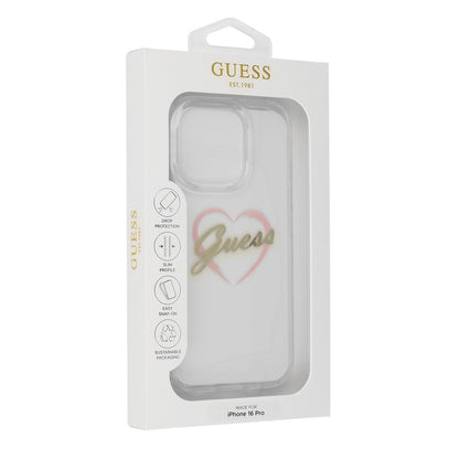 Husa pentru Apple iPhone 16 Pro Max, Guess, IML Heart, Transparenta