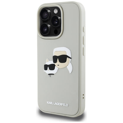 Husa pentru Apple iPhone 16 Pro Max, Karl Lagerfeld, 3D Rubber Karl & Choupette, Bej