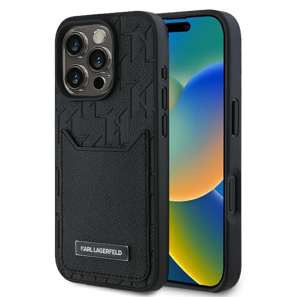 Husa pentru Apple iPhone 16 Pro Max, Karl Lagerfeld, Cardslots Monogram, Neagra