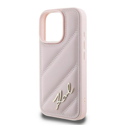 Husa pentru Apple iPhone 16 Pro Max, Karl Lagerfeld, Diagonal Quilted Script, Roz