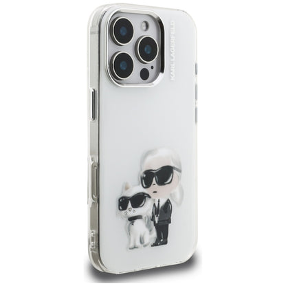 Husa pentru Apple iPhone 16 Pro Max, Karl Lagerfeld, IML Aquarelle Logo Karl & Choupette, Alba