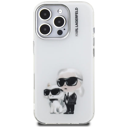Husa pentru Apple iPhone 16 Pro Max, Karl Lagerfeld, IML Aquarelle Logo Karl & Choupette, Alba