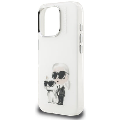 Husa pentru Apple iPhone 16 Pro Max, Karl Lagerfeld, IML Aquarelle Logo Karl & Choupette, Alba