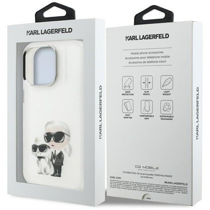Husa pentru Apple iPhone 16 Pro Max, Karl Lagerfeld, IML Aquarelle Logo Karl & Choupette, Alba