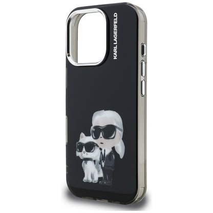 Husa pentru Apple iPhone 16 Pro Max, Karl Lagerfeld, IML Aquarelle Logo Karl & Choupette, Neagra