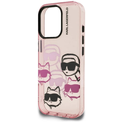 Husa pentru Apple iPhone 16 Pro Max, Karl Lagerfeld, IML Luxury Multi Head Pattern, Roz
