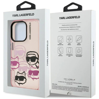 Husa pentru Apple iPhone 16 Pro Max, Karl Lagerfeld, IML Luxury Multi Head Pattern, Roz