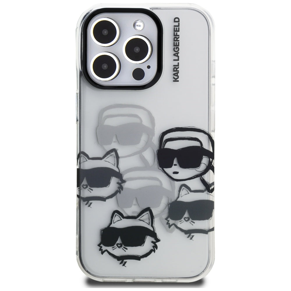 Husa pentru Apple iPhone 16 Pro Max, Karl Lagerfeld, IML Luxury Multi Head Pattern, Transparenta