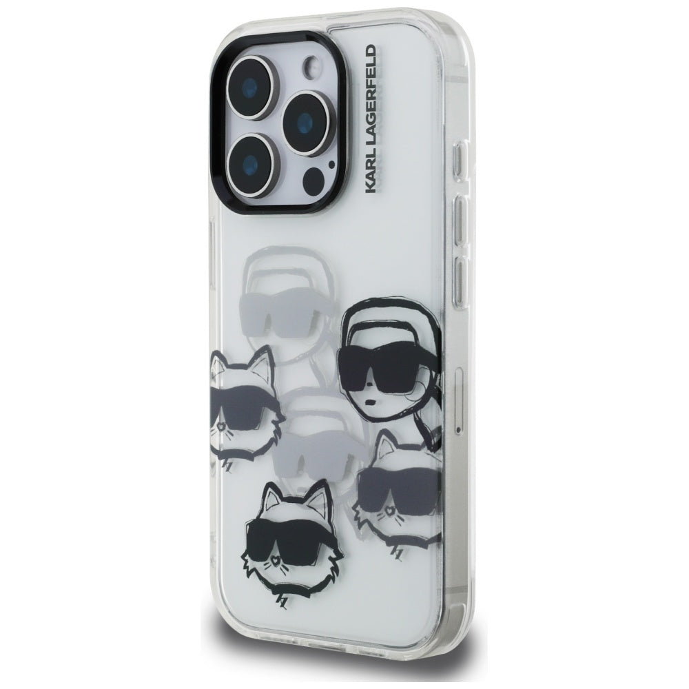 Husa pentru Apple iPhone 16 Pro Max, Karl Lagerfeld, IML Luxury Multi Head Pattern, Transparenta