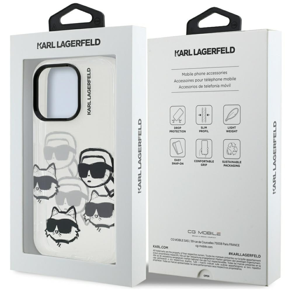 Husa pentru Apple iPhone 16 Pro Max, Karl Lagerfeld, IML Luxury Multi Head Pattern, Transparenta