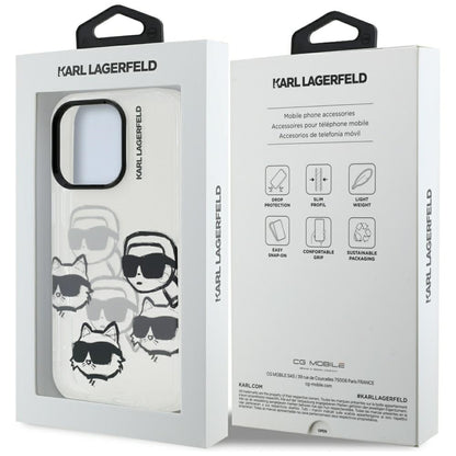 Husa pentru Apple iPhone 16 Pro Max, Karl Lagerfeld, IML Luxury Multi Head Pattern, Transparenta