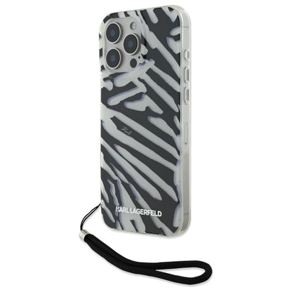 Husa pentru Apple iPhone 16 Pro Max, Karl Lagerfeld, IML Luxury Zebra Pattern with Strap, Neagra