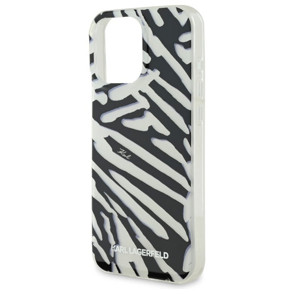 Husa pentru Apple iPhone 16 Pro Max, Karl Lagerfeld, IML Luxury Zebra Pattern with Strap, Neagra