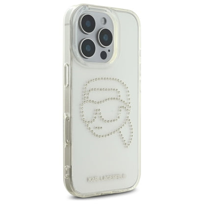 Husa pentru Apple iPhone 16 Pro Max, Karl Lagerfeld, IML Rhinestones Karl's Head, Transparenta