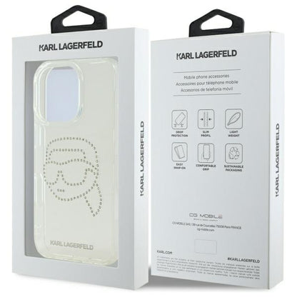 Husa pentru Apple iPhone 16 Pro Max, Karl Lagerfeld, IML Rhinestones Karl's Head, Transparenta