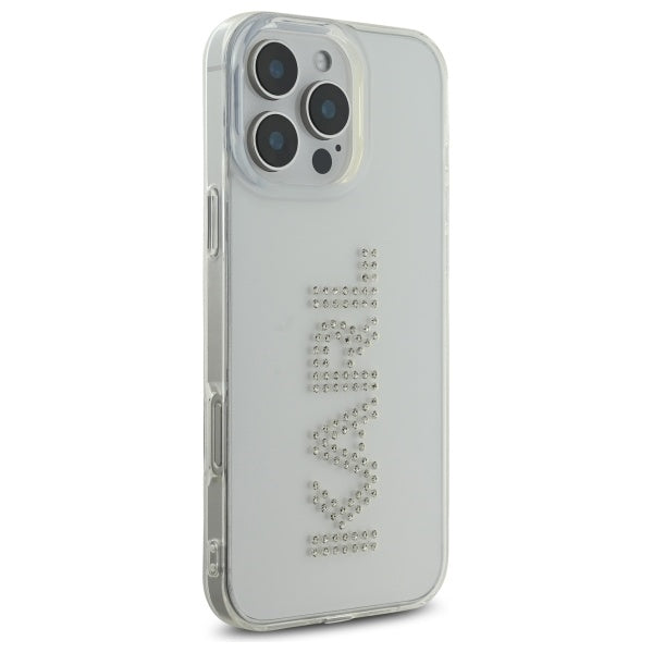 Husa pentru Apple iPhone 16 Pro Max, Karl Lagerfeld, IML Rhinestones Transparent Logo, Transparenta