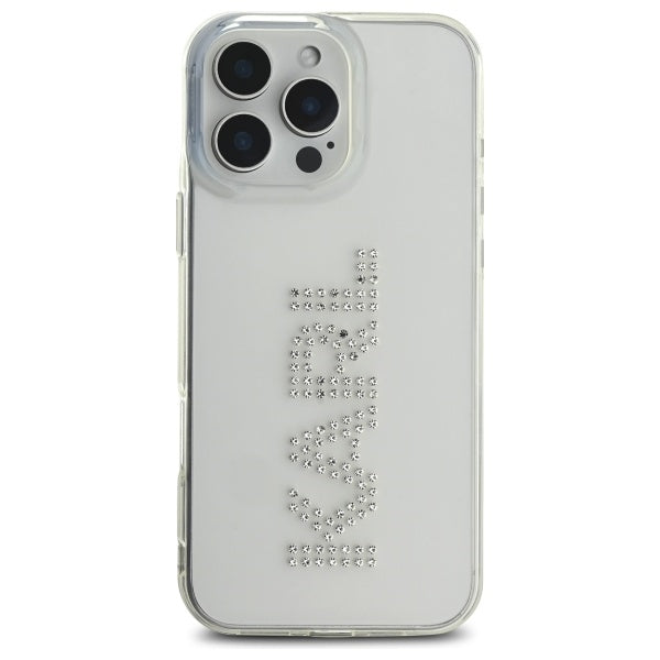 Husa pentru Apple iPhone 16 Pro Max, Karl Lagerfeld, IML Rhinestones Transparent Logo, Transparenta
